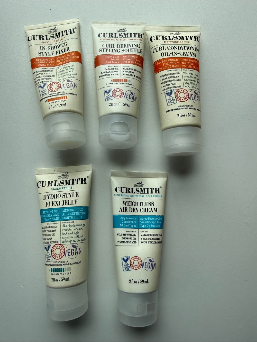 Curlsmith 5-Piece Travel Set Curl Styling Variety Lot 2oz Each